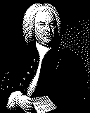 Portrait von Johann Sebastian Bach als 1-Bit-Bild