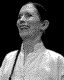Portrait von Meredith Monk als 1-Bit-Bild