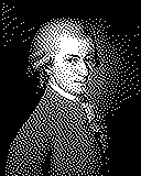 Portrait von Wolfgang Amadeus Mozart als 1-Bit-Bild
